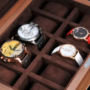 Metal Lock Watch Box for Mens Display Organizer Wood 10 Slots Storage Case Women Jewelry Bracelet with cheerless compete radiation douse lucky centralization Lockable 