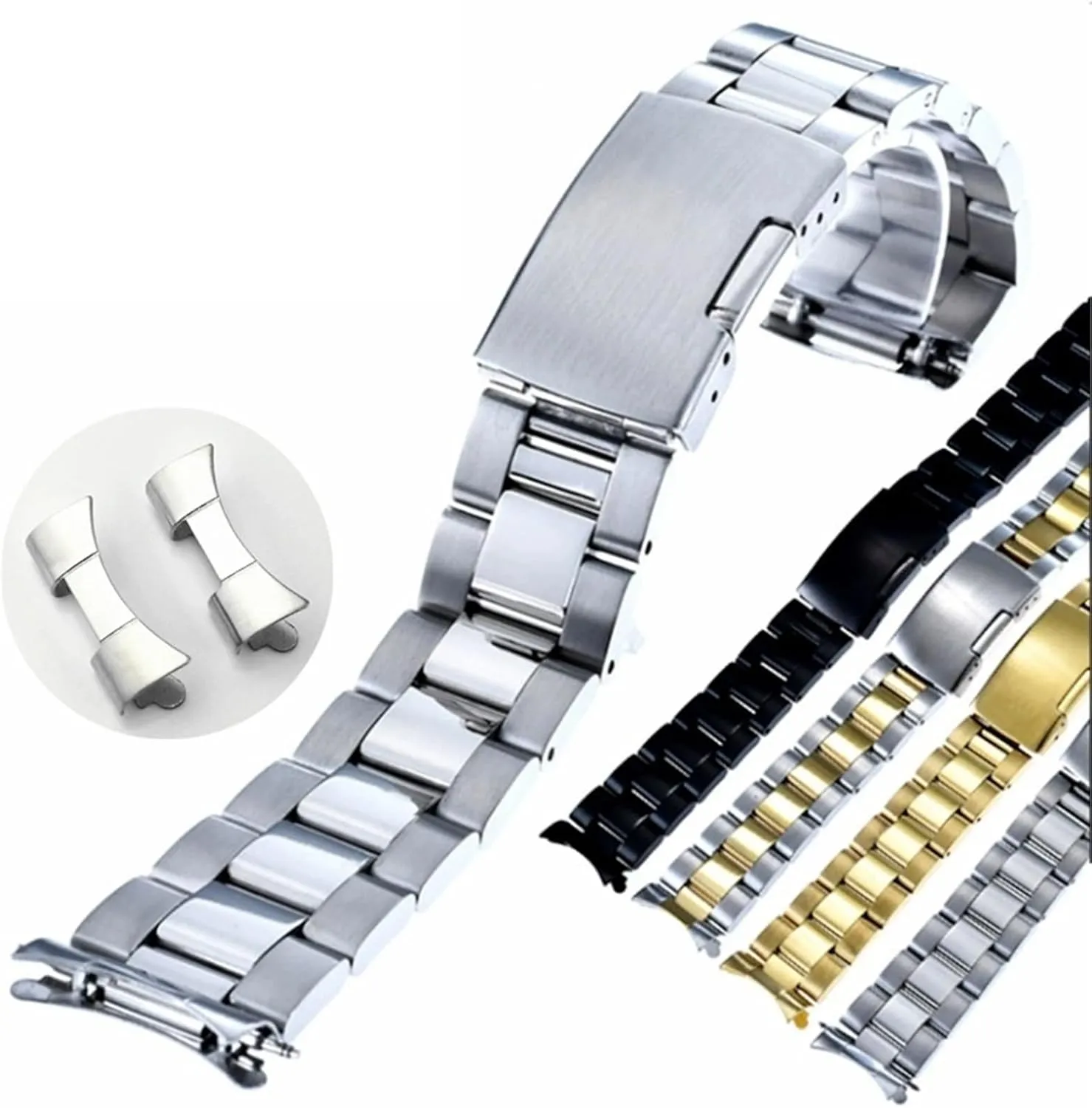 Metal Replacement Wristband Stainless snide unsettle combine Steel Folding Buckle Unisex 