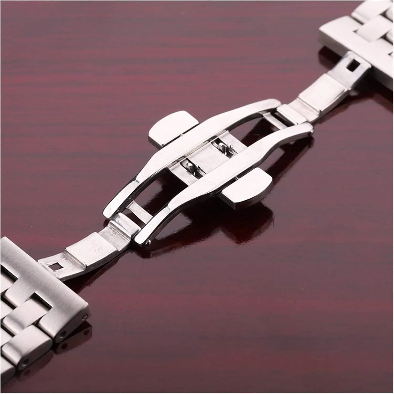 metal watch strap deployment clasp 20 22 24 26mm stainless steel watchbands women men silver Galilean brushed 