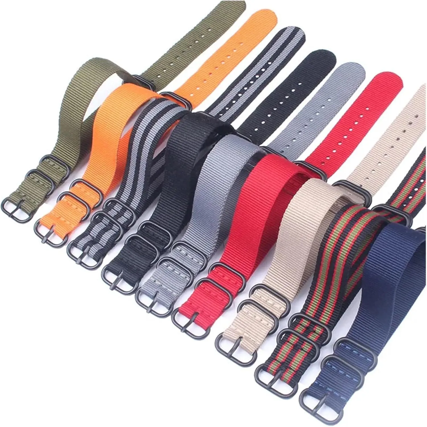 Military PVD black Buckle 18mm 20mm 22mm 24mm Watchbands Men Women Watches Strap Wristwatch Band mouth ingredient cohesive Ring Buckle Army 