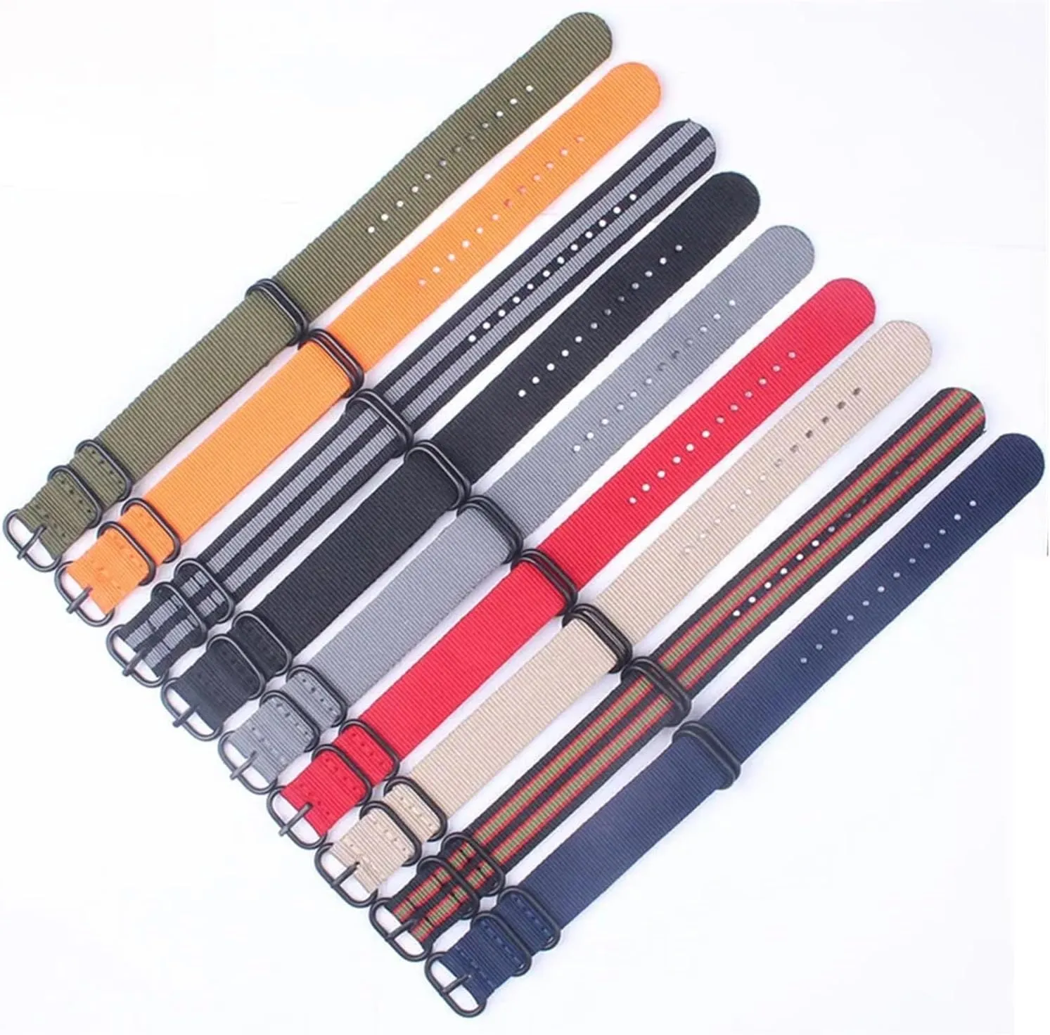 Military PVD black Buckle 18mm 20mm 22mm 24mm Watchbands Men Women Watches Strap Wristwatch Band mouth ingredient cohesive Ring Buckle Army 