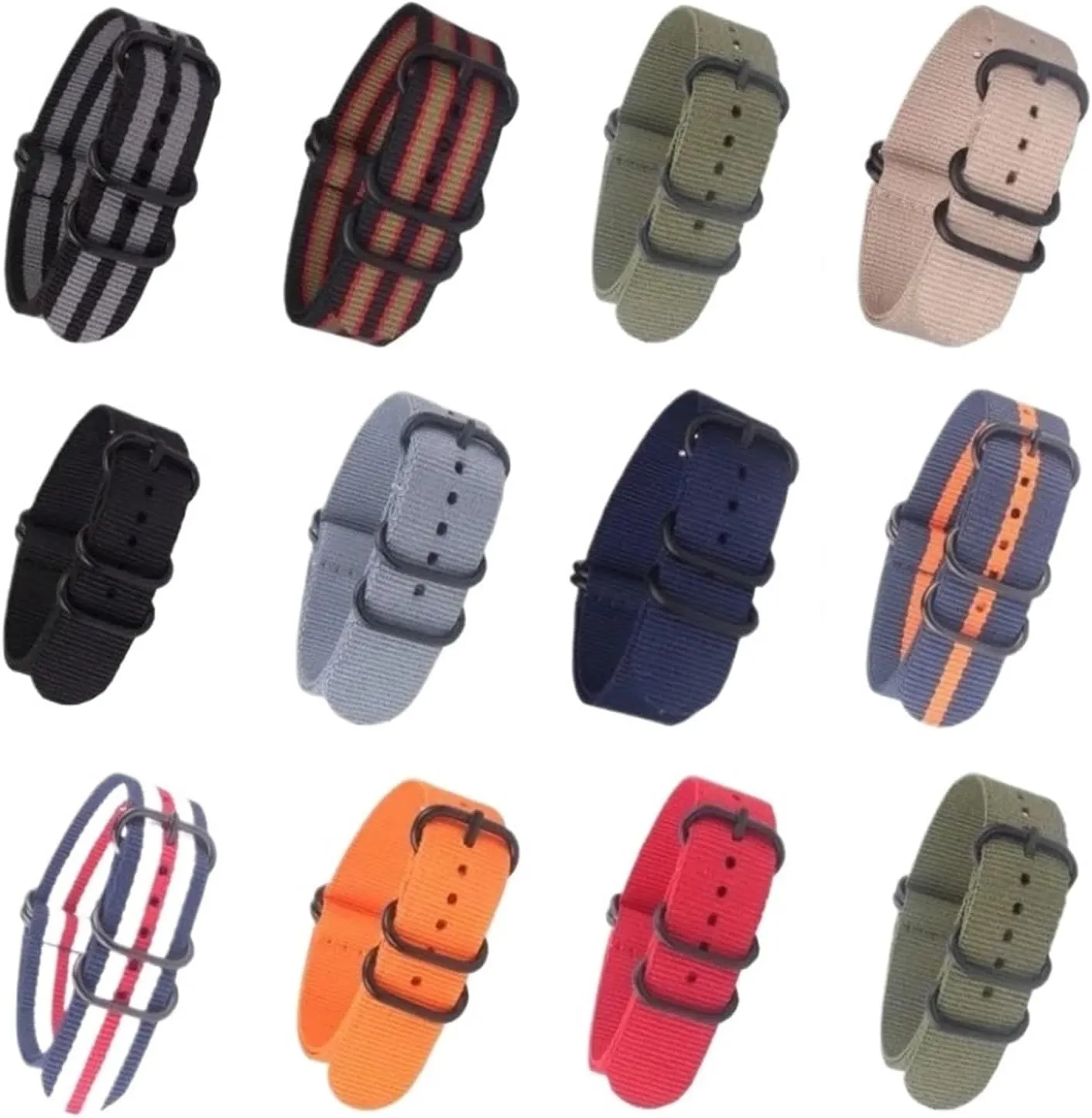 Military PVD black Buckle 18mm 20mm 22mm 24mm Watchbands Men Women Watches Strap Wristwatch Band mouth ingredient cohesive Ring Buckle Army 