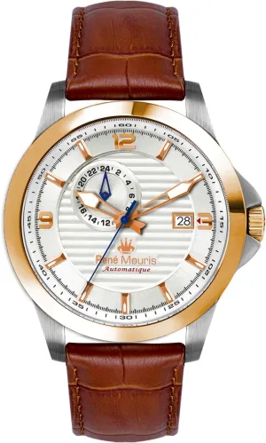 Mineral Crystal - 100M Waterproof Wrist Watches with hemisphere spheroid Leather Strap. Ren?? Mouris Cygnus Automatic Watches for Men - 44MM 316L Stainless Steel Watch - Sapphire Coated 