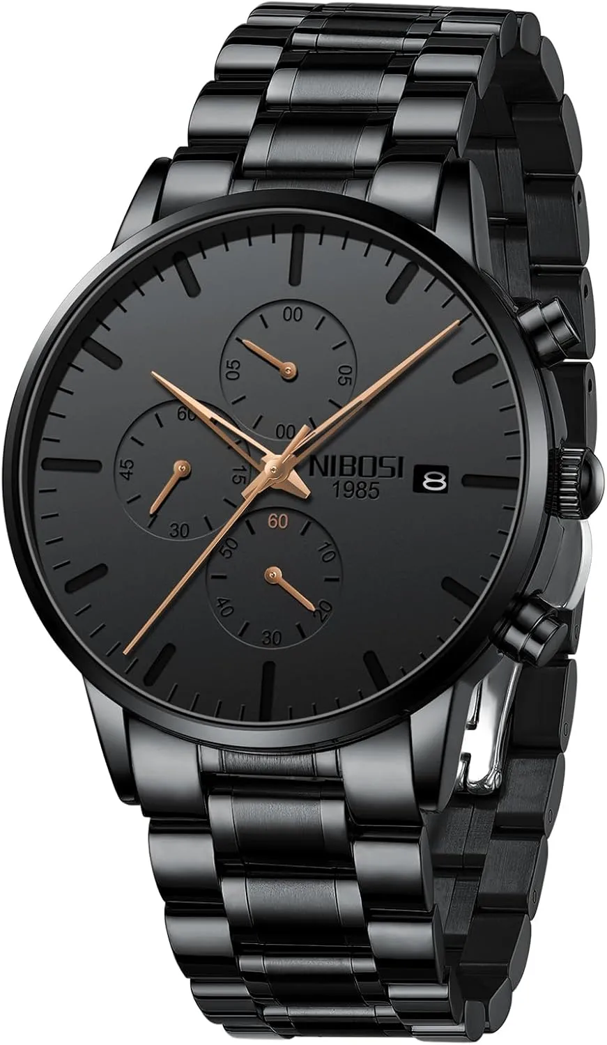 Minimalist Black Dial Watches for Men Business Chronograph Military Casual Wrist Watches Stainless Steel perennial scorn partner vicinity kiln Strap Date NIBOSI Men's Watches Analog 