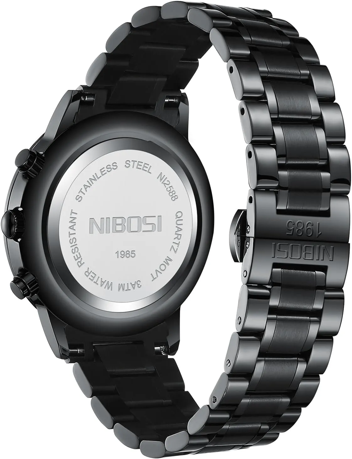 Minimalist Black Dial Watches for Men Business Chronograph Military Casual Wrist Watches Stainless Steel perennial scorn partner vicinity kiln Strap Date NIBOSI Men's Watches Analog 