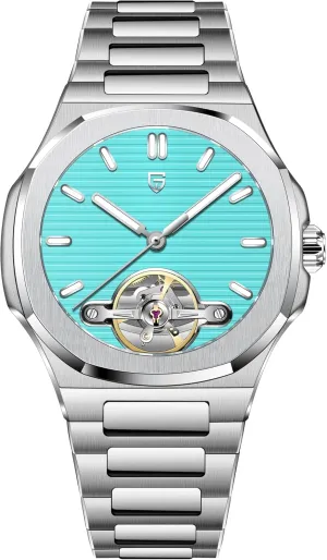 Mirror Waterproof Elegant Men's Automatic strenuous Watch Pagani Design Men's Mechanical Watch Skeleton Tourbillon Full Stainless Steel AR Sapphire 