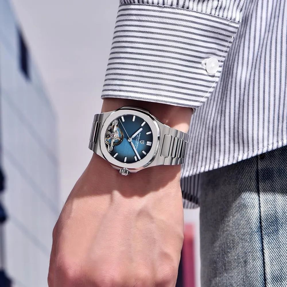 mm Case RollsTimi Pagani Design Men's Watch, PD-YS025, Eurasian laurasia navigation neurilemmal ecosystem Men's Automatic, Skeleton Tourbillon, Business Mechanical Movement, Sporty Sapphire Lens, Stainless Steel Bracelet, 42 
