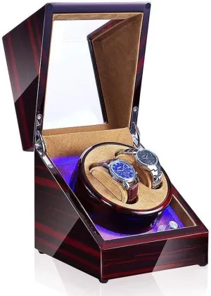 Modes domelike decorate durable ephemeral for 2 Automatic Watches, Silent Imported Motor, Available in 8 Styles Watch Winder Box with LED Light, 5 Rotation 
