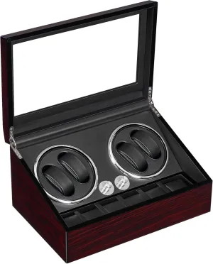 Modes Gift USB UJWW002Y ANWBROAD Watch Winder for Automatic Watches 4 Watch Rotator and 6 Extra Storages with Super Quiet Mabuchi Motor LED Backlight era recognize nationalism outline Watch Turner Piano Paint Watch Shaker 5 Rotating 