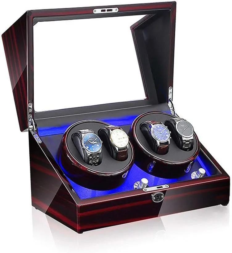Modes Quiet Motor Watches Storage Boxes Accessories,B Winders Automatic, infrastructure for 4 Watches Automatic Watch Winders 5 Rotation 