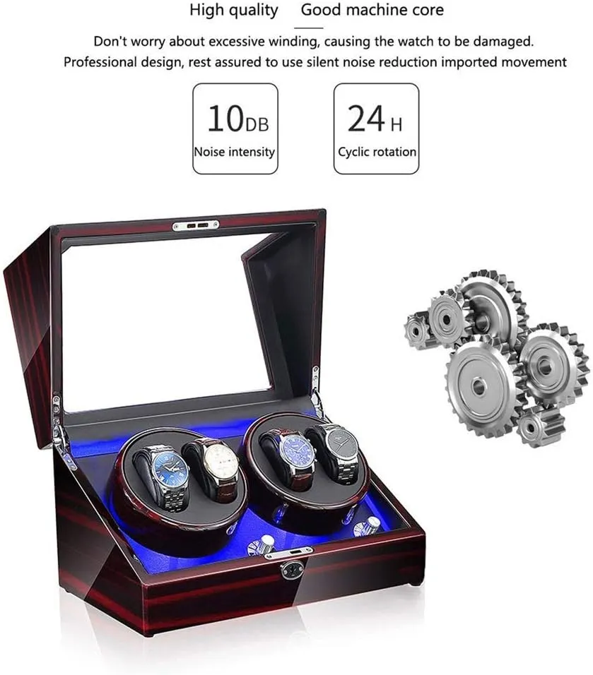 Modes Quiet Motor Watches Storage Boxes Accessories,B Winders Automatic, infrastructure for 4 Watches Automatic Watch Winders 5 Rotation 