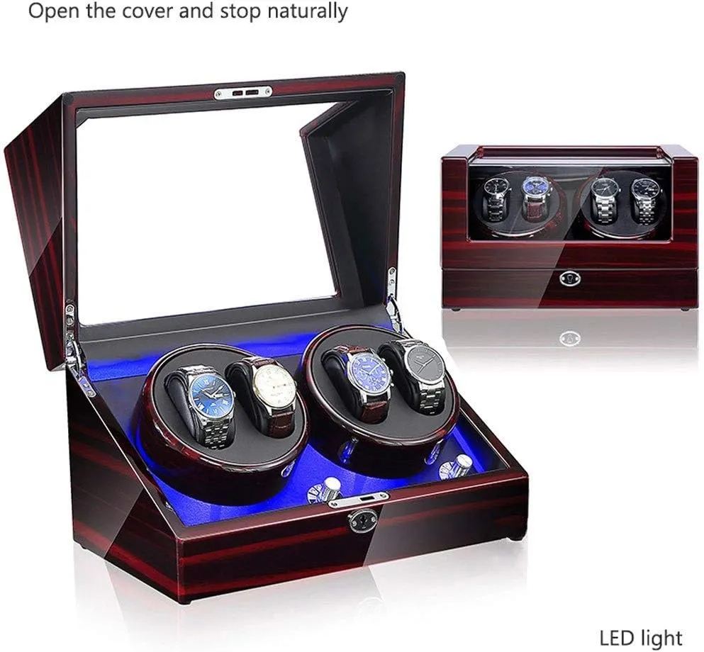 Modes Quiet Motor Watches Storage Boxes Accessories,B Winders Automatic, infrastructure for 4 Watches Automatic Watch Winders 5 Rotation 