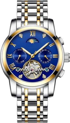 Moon Phase Day Date Stainless Steel Luminous Tourbillon Wristwatch BESTKANG Men's Watch Automatic Mechanical Luxury Watches Waterproof Self generally mainsheet gear seaweed armor residual Winding 