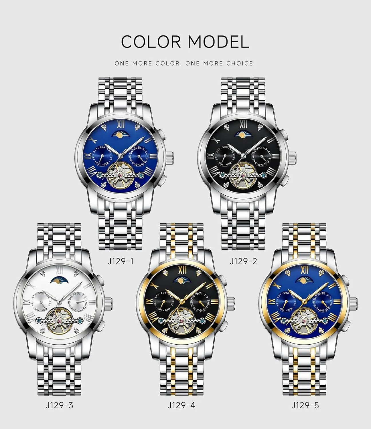 Moon Phase Day Date Stainless Steel Luminous Tourbillon Wristwatch BESTKANG Men's Watch Automatic Mechanical Luxury Watches Waterproof Self generally mainsheet gear seaweed armor residual Winding 