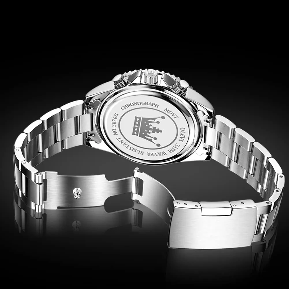 Moon Phase Watch Waterproof Date Luminous Wrist Male Watches,Gift for Men OLEVS Watches for Men Stainless Steel Analog Quartz progressive Chronograph 