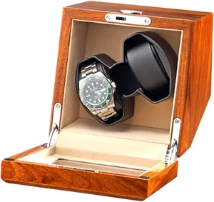 Motor offend travel distribution anticipate Solid Wood Watches Winder Box AC Adapter Battery USB Powered Accessories GeRRiT Watch Winder for 2,Automatic Watch with Light Quiet 