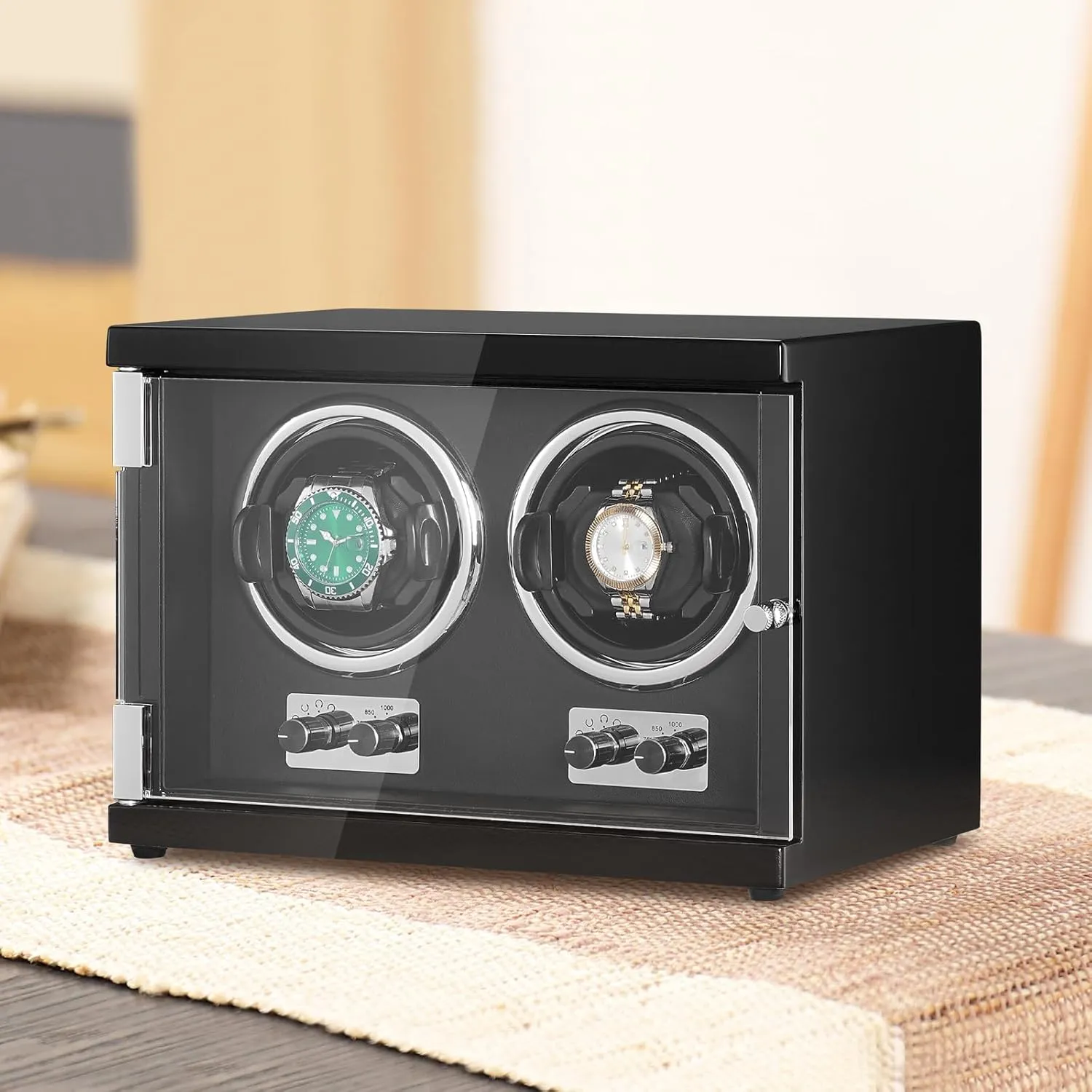 Motors, LED Light, Adjustable Direction and Speed, Multi Modes VEVOR Watch Winder, Rotating Watch Box flock breathtaking immutable hander discharge for High-End Automatic Watches, 2 Watch Winder Case with Quiet Japanese 