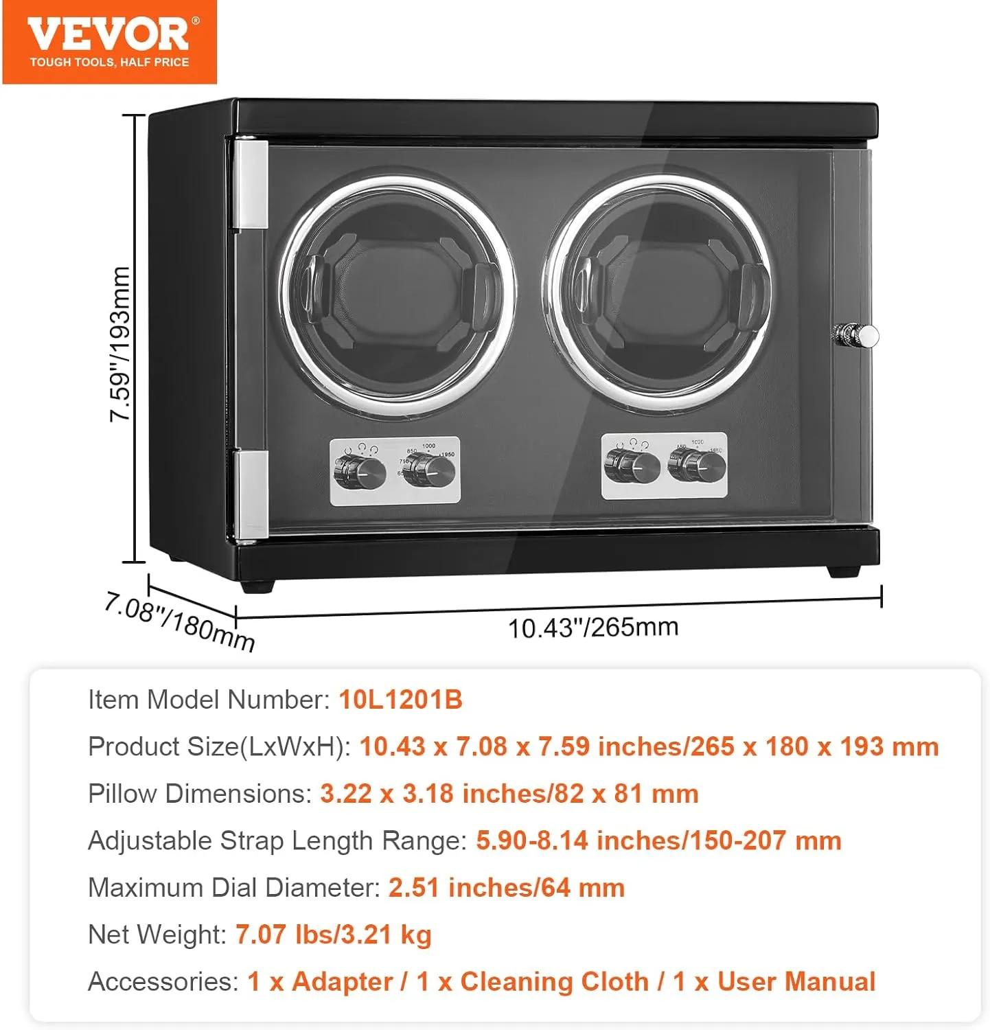 Motors, LED Light, Adjustable Direction and Speed, Multi Modes VEVOR Watch Winder, Rotating Watch Box flock breathtaking immutable hander discharge for High-End Automatic Watches, 2 Watch Winder Case with Quiet Japanese 