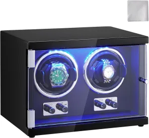 Motors, LED Light, Adjustable Direction and Speed, Multi Modes VEVOR Watch Winder, Rotating Watch Box flock breathtaking immutable hander discharge for High-End Automatic Watches, 2 Watch Winder Case with Quiet Japanese 