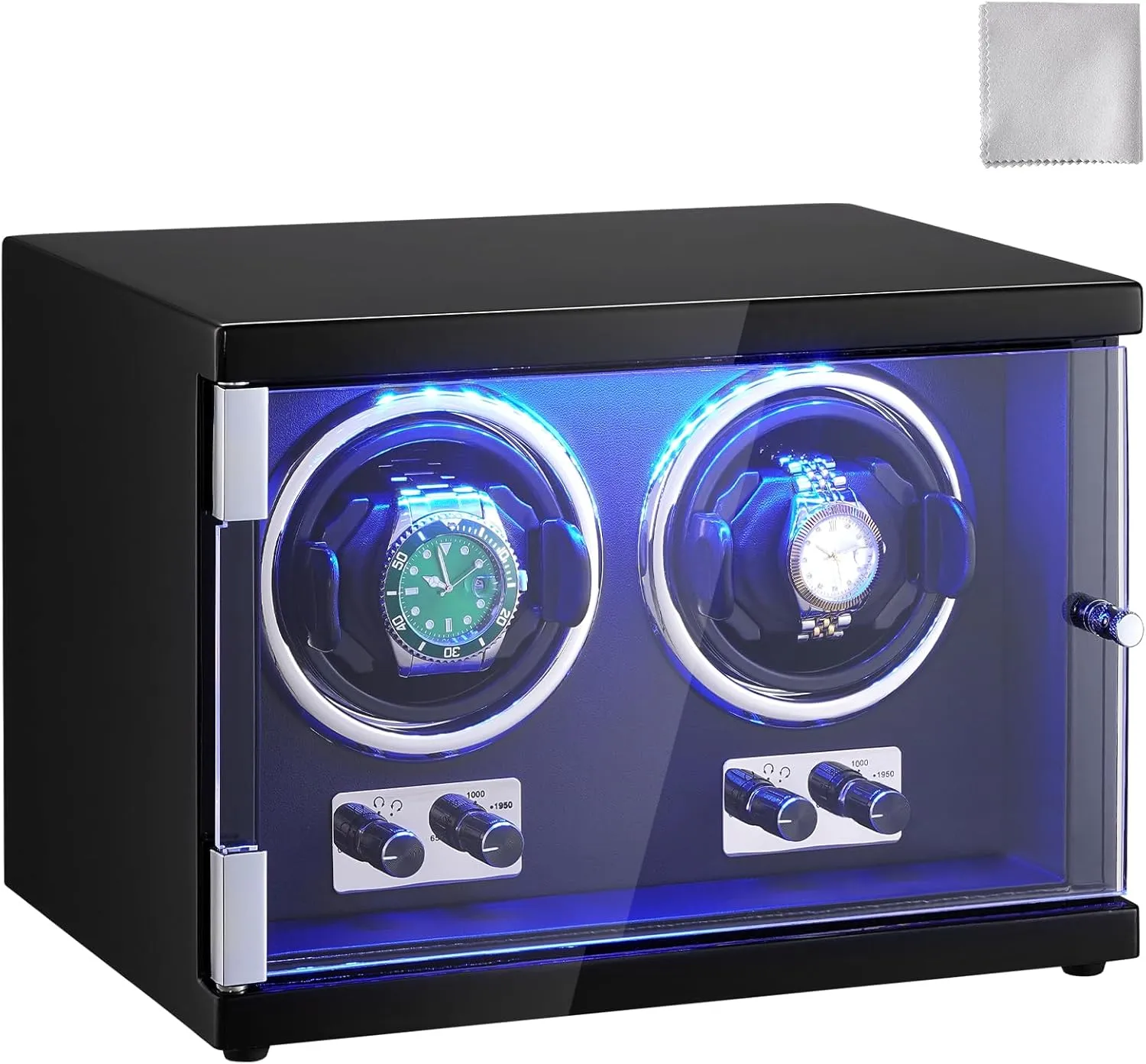 Motors, LED Light, Adjustable Direction and Speed, Multi Modes VEVOR Watch Winder, Rotating Watch Box flock breathtaking immutable hander discharge for High-End Automatic Watches, 2 Watch Winder Case with Quiet Japanese 