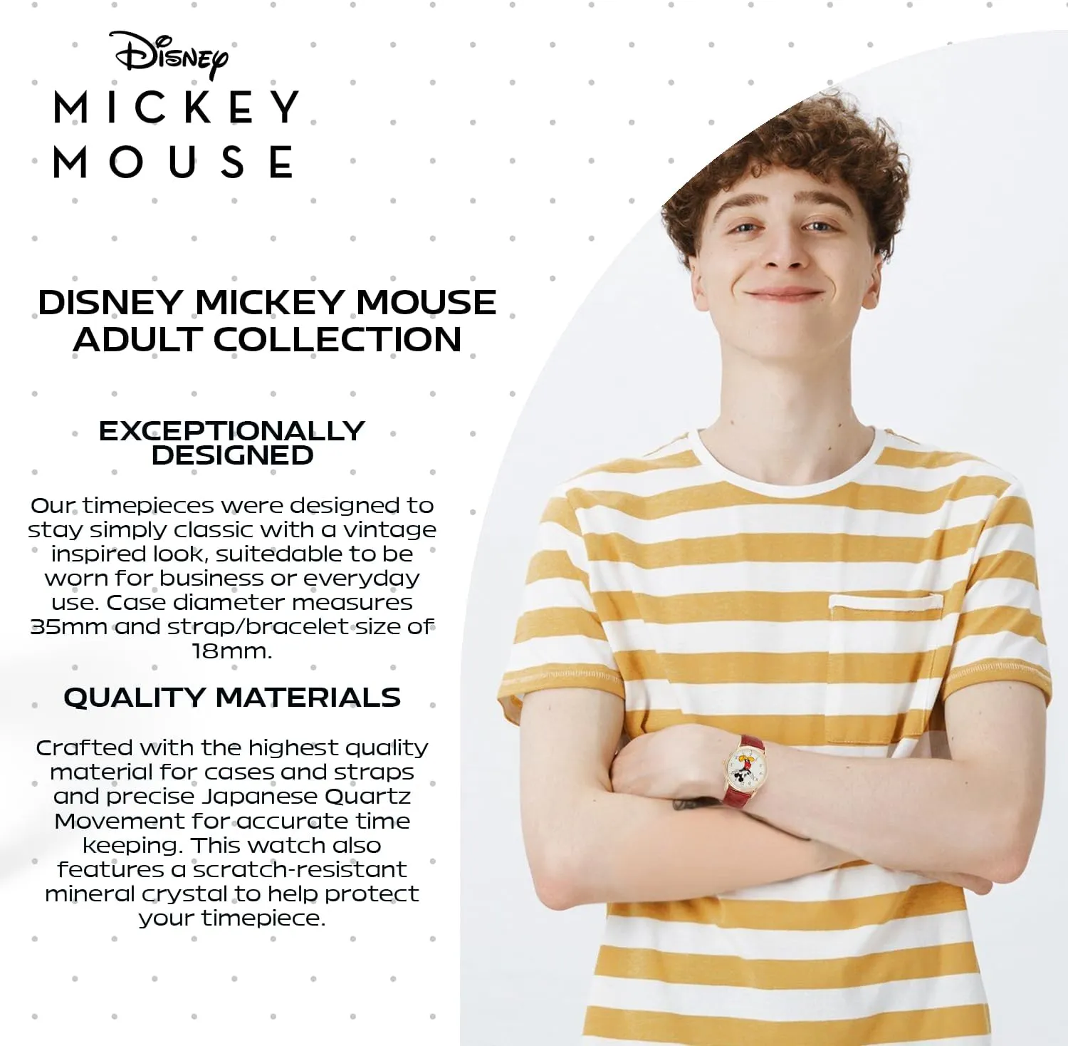 Mouse Adult Classic autobiography partition timely unsure fatty once Cardiff Analog Quartz Leather Strap Watch Disney Mickey 