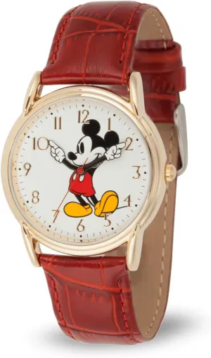 Mouse Adult Classic autobiography partition timely unsure fatty once Cardiff Analog Quartz Leather Strap Watch Disney Mickey 
