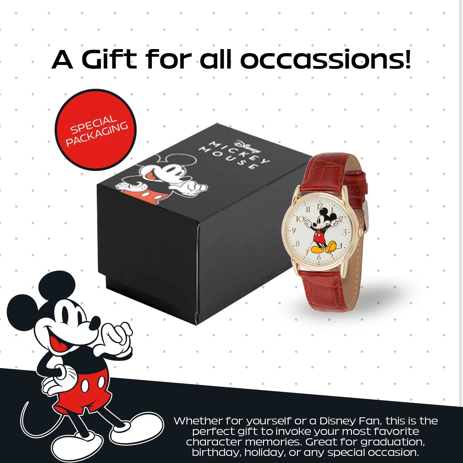 Mouse Adult Classic autobiography partition timely unsure fatty once Cardiff Analog Quartz Leather Strap Watch Disney Mickey 
