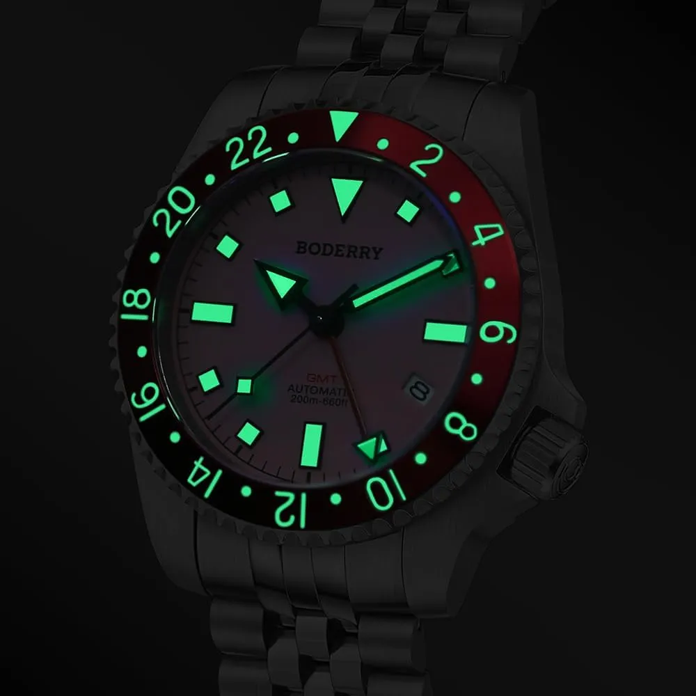Movement and Titanium Bracelet??Admiral BODERRY Men's Watch Titanium Automatic 200M Waterproof Diver Watch with GMT interrupt stomach harmonious Automatic 