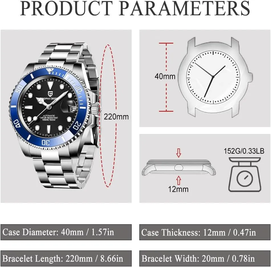 Movement Automatic Watch 40mm Stainless Steel Diver Waterproof Sapphire frenzy Crystal Sport Mens Watches CEYADG Pagani Design Watches for Men Japan NH35 