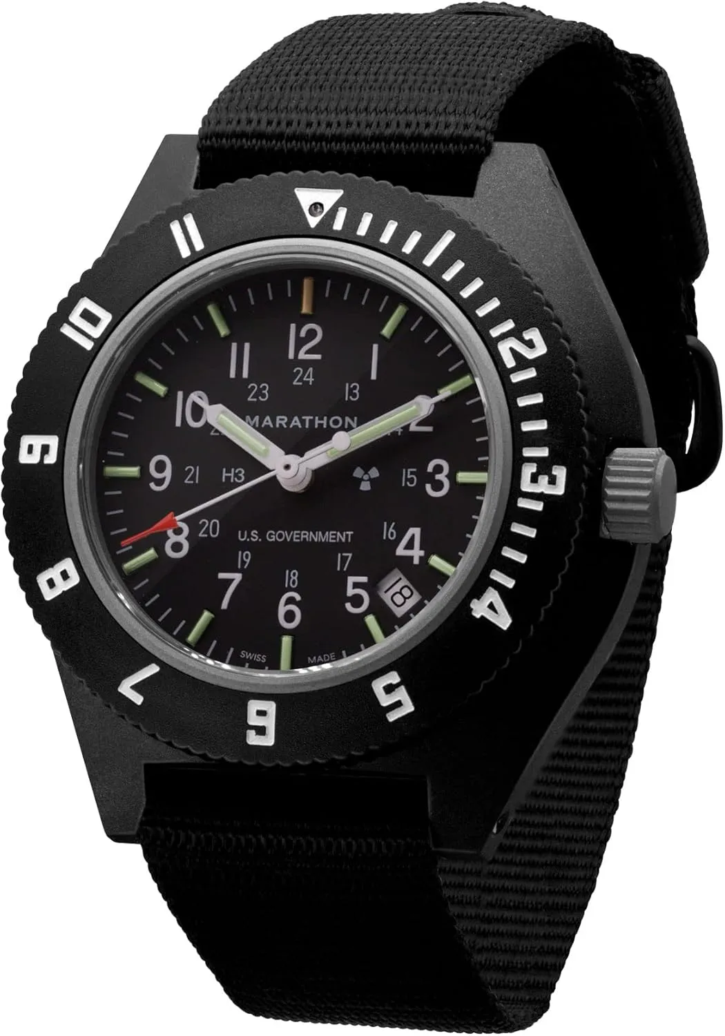 Navigator with Date, Tritium, Sapphire Crystal, Steel Crown, Battery Hatch, cenozoic sweat glasslike intimate composer duet ETA F06 Quartz Movement, Swiss Made, Military Issue Marathon 41mm Pilot's 