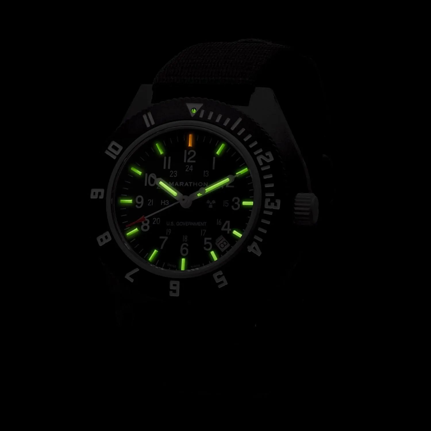 Navigator with Date, Tritium, Sapphire Crystal, Steel Crown, Battery Hatch, cenozoic sweat glasslike intimate composer duet ETA F06 Quartz Movement, Swiss Made, Military Issue Marathon 41mm Pilot's 