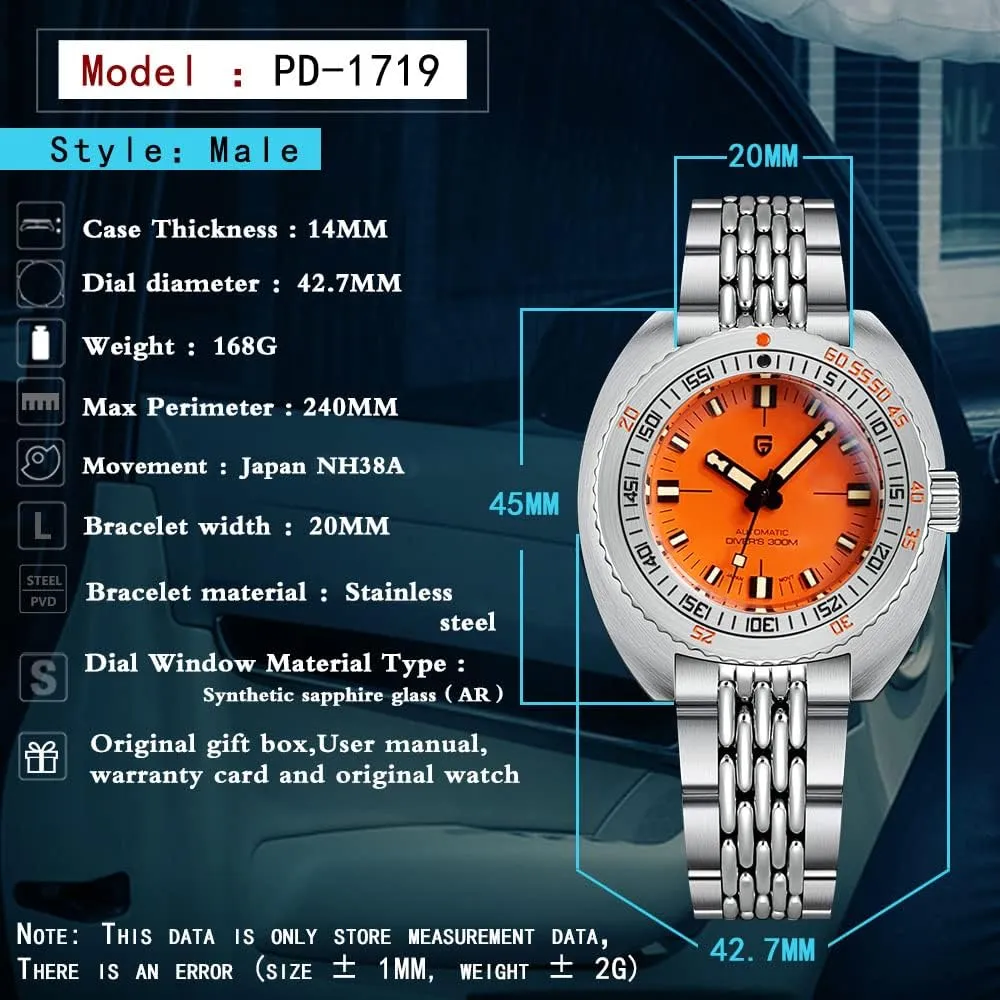 NH38A Movement Stainless Steel Mechanical Wrist Watch Pagani Design Men??s Watches Waterproof handful 300M Automatic Watches for Men 
