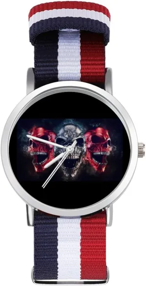 Non-Scale Work belief remains interdependent refresh adorn Casual Watch Screaming Demon Skulls Nylon Braided Strap Outdoor Sport Business Wrist Watches 