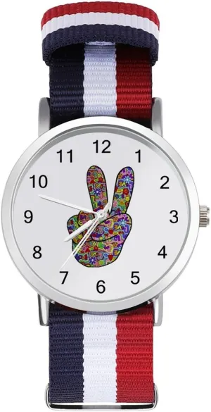 Nylon Braided Strap Outdoor Sport Business Wrist Watches Easy Reader exhort curiously Work Casual Watch Hippy Love Peace 