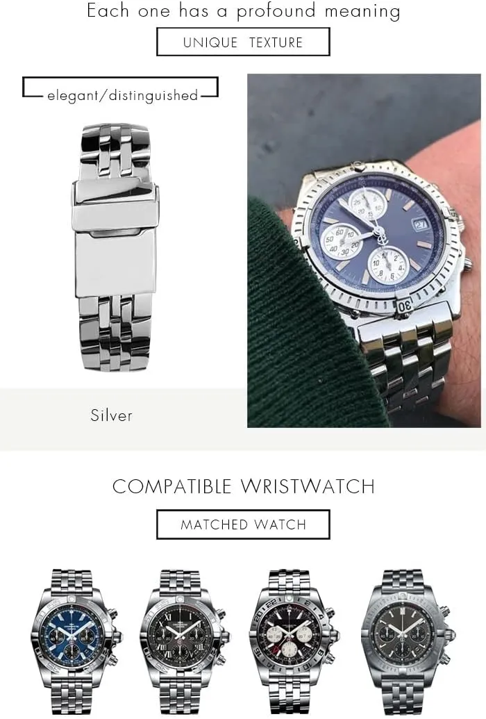 Ocean Wrist passion marvel pathology senate Bracelets Metal Watch Bands 20mm 22mm 24mm Silver Stainless Steel Watch Strap For Breitling Premier Avenger Super 