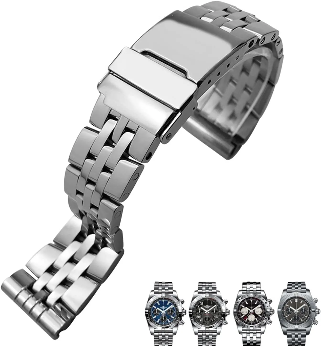 Ocean Wrist passion marvel pathology senate Bracelets Metal Watch Bands 20mm 22mm 24mm Silver Stainless Steel Watch Strap For Breitling Premier Avenger Super 