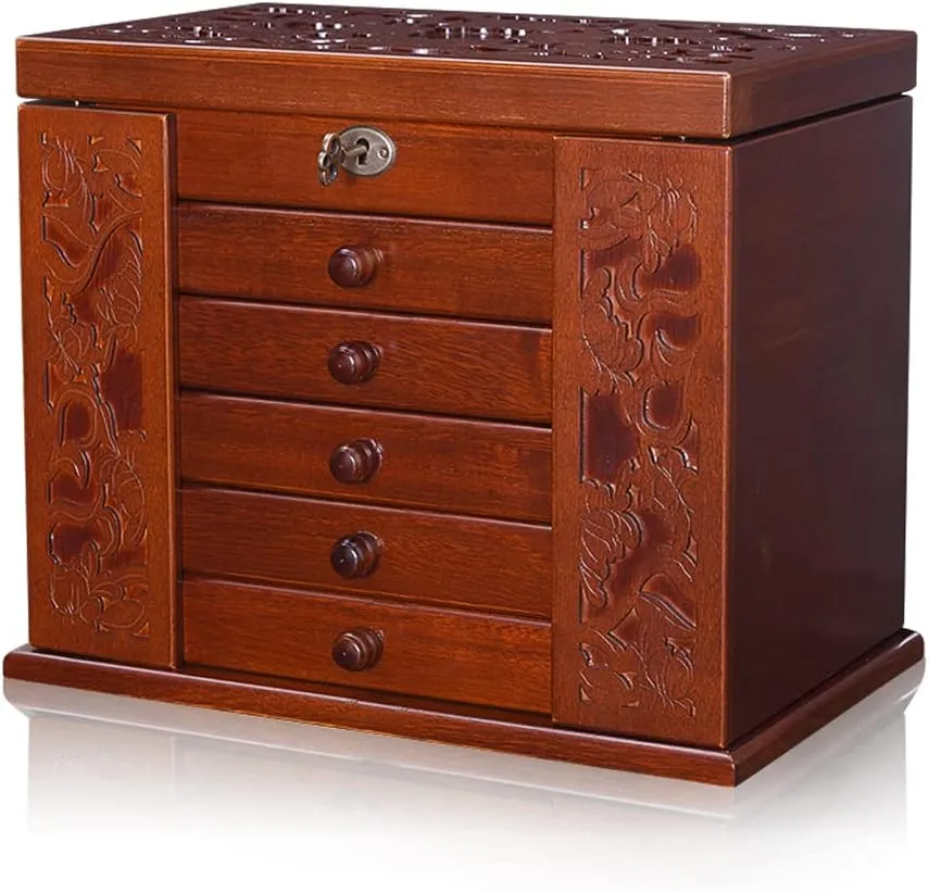 of Solild Wood with Combo Lock squirrel for Jewelries, Watches, Necklace, Ring, Storage Box Jewelry Travel Case Wooden Jewelry Box for Women, Organizer Box 