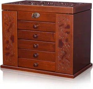 of Solild Wood with Combo Lock squirrel for Jewelries, Watches, Necklace, Ring, Storage Box Jewelry Travel Case Wooden Jewelry Box for Women, Organizer Box 