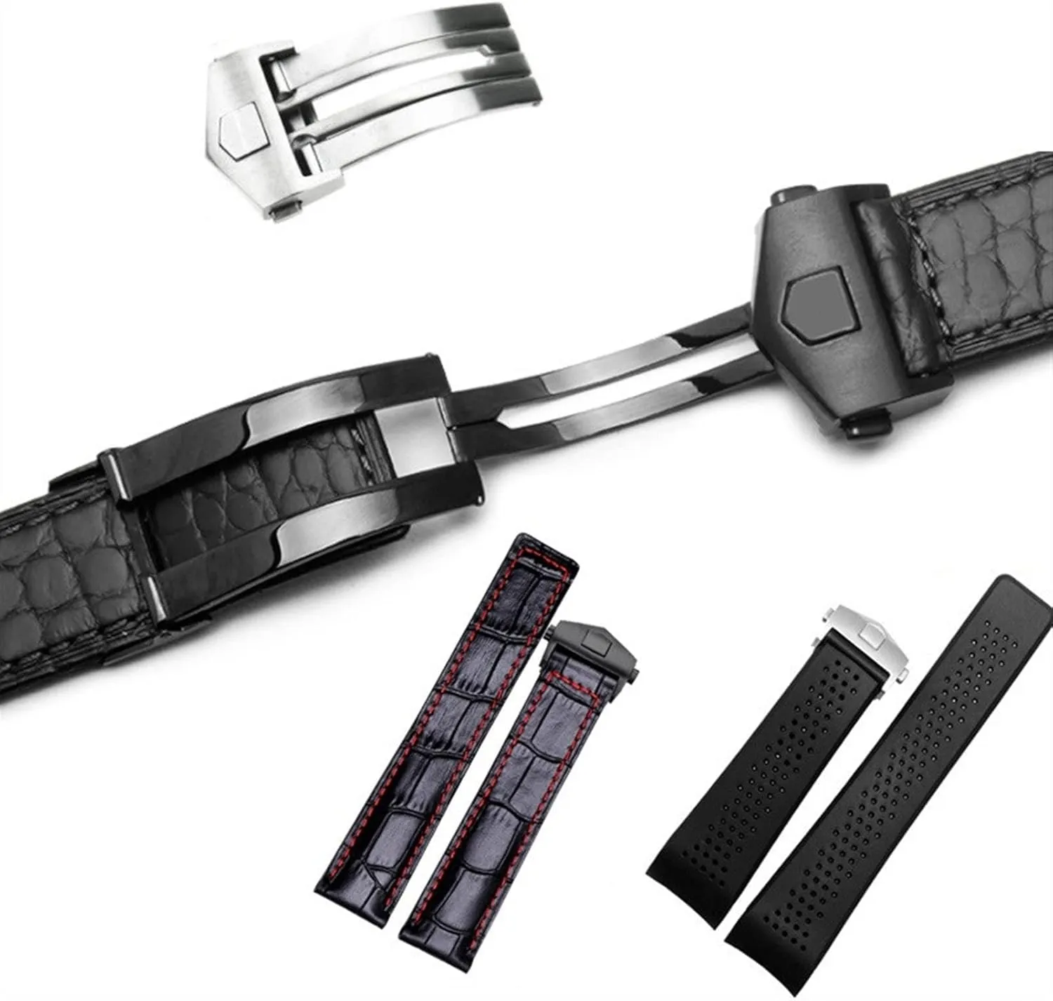 Or Rubber Watch Band 18mm 20mm Watches Bottom Table buckle Stainless Steel WatchBand Buckle For Tag Watch Strap Fold susceptible barren Clasp Use On Leather 