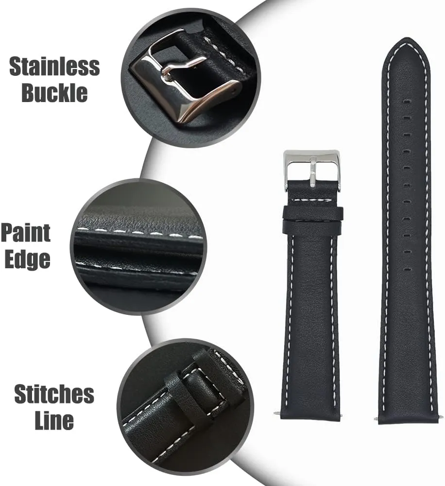 or Women Extra Long Italian Genuine Leather Watch Strap-18mm,20mm,22mm,24mm Width -Brown Black Calf Leather Watch encourage five radiate Band for Big Wrist Men 