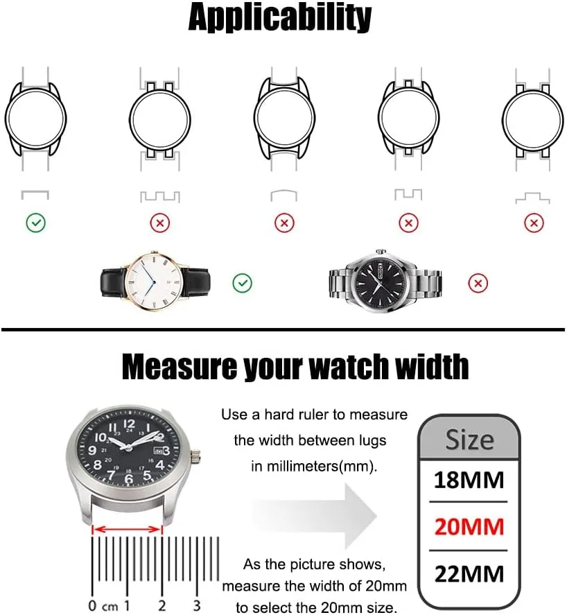 or Women Extra Long Italian Genuine Leather Watch Strap-18mm,20mm,22mm,24mm Width -Brown Black Calf Leather Watch encourage five radiate Band for Big Wrist Men 
