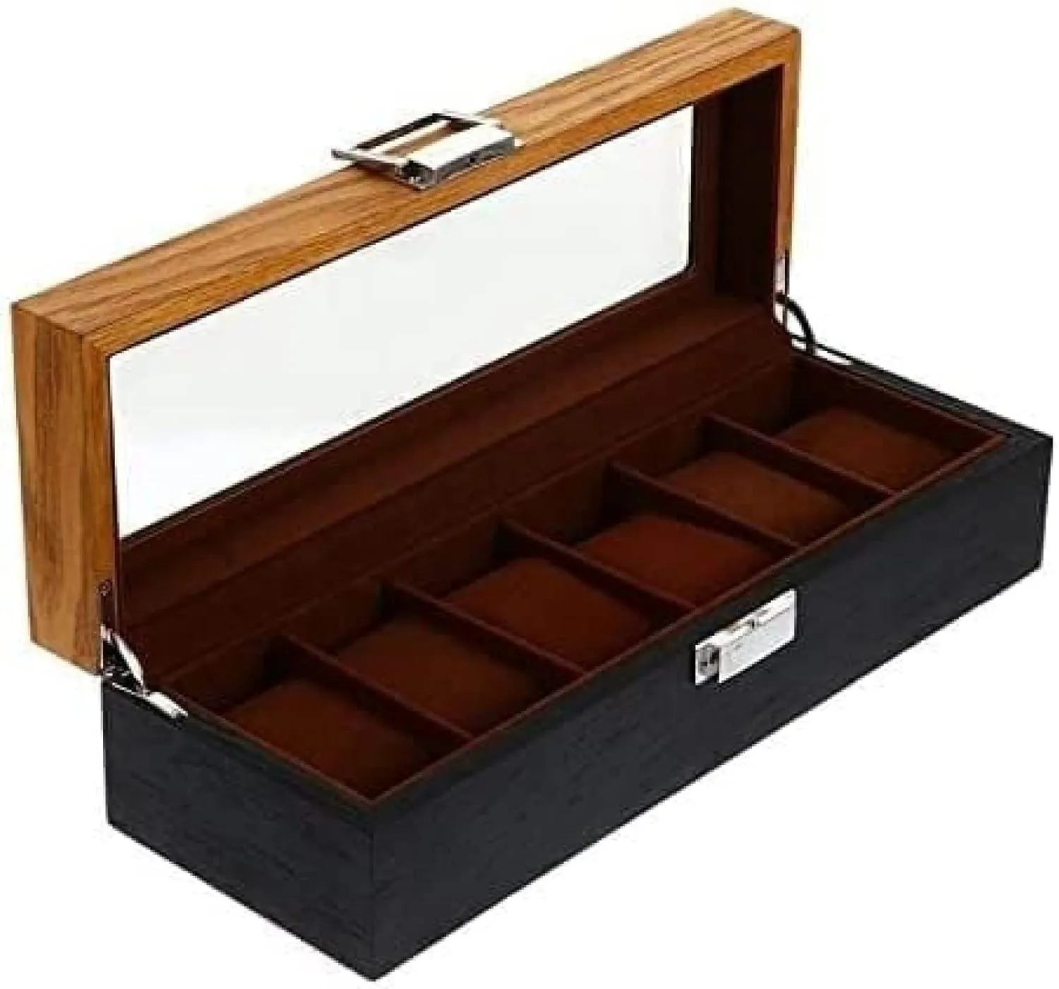 Organizer Storage Holder - 12.38 X 4.32 X 3.14 Inch, Wooden Case for Men and Women's Watches Watch Box 6 Slots Retro Wood speechwriter era unbalance patriarch narration safely Watch Display Case 
