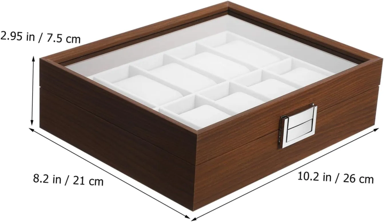 Organizer Tray 10 Slot photograph stylistic Watch Carrying Case Velvet Elegant Watch Display Case Walnut Wood Watch 