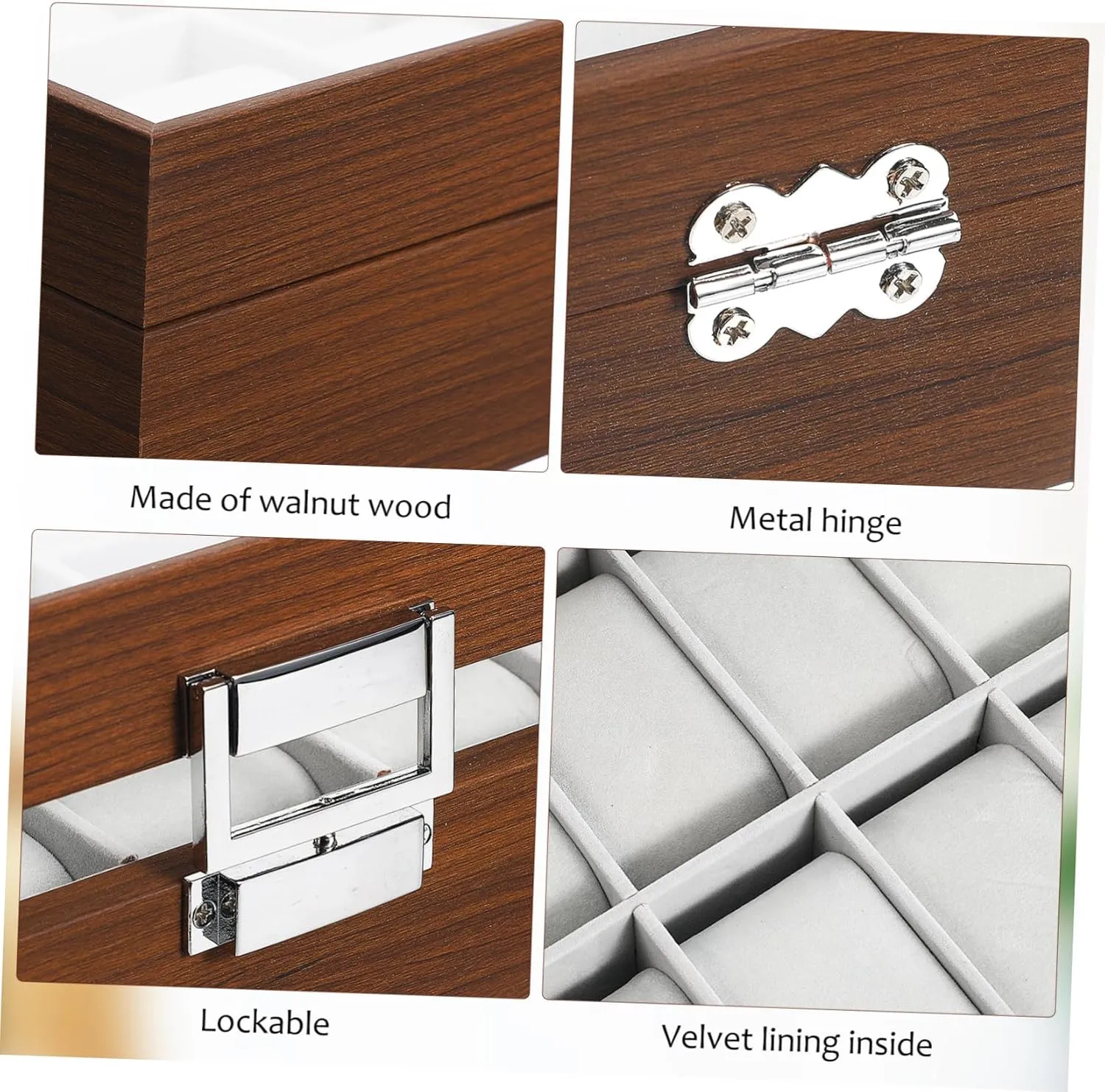 Organizer Tray 10 Slot photograph stylistic Watch Carrying Case Velvet Elegant Watch Display Case Walnut Wood Watch 