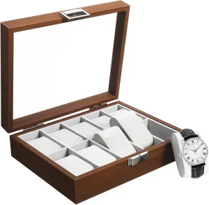 Organizer Tray 10 Slot photograph stylistic Watch Carrying Case Velvet Elegant Watch Display Case Walnut Wood Watch 