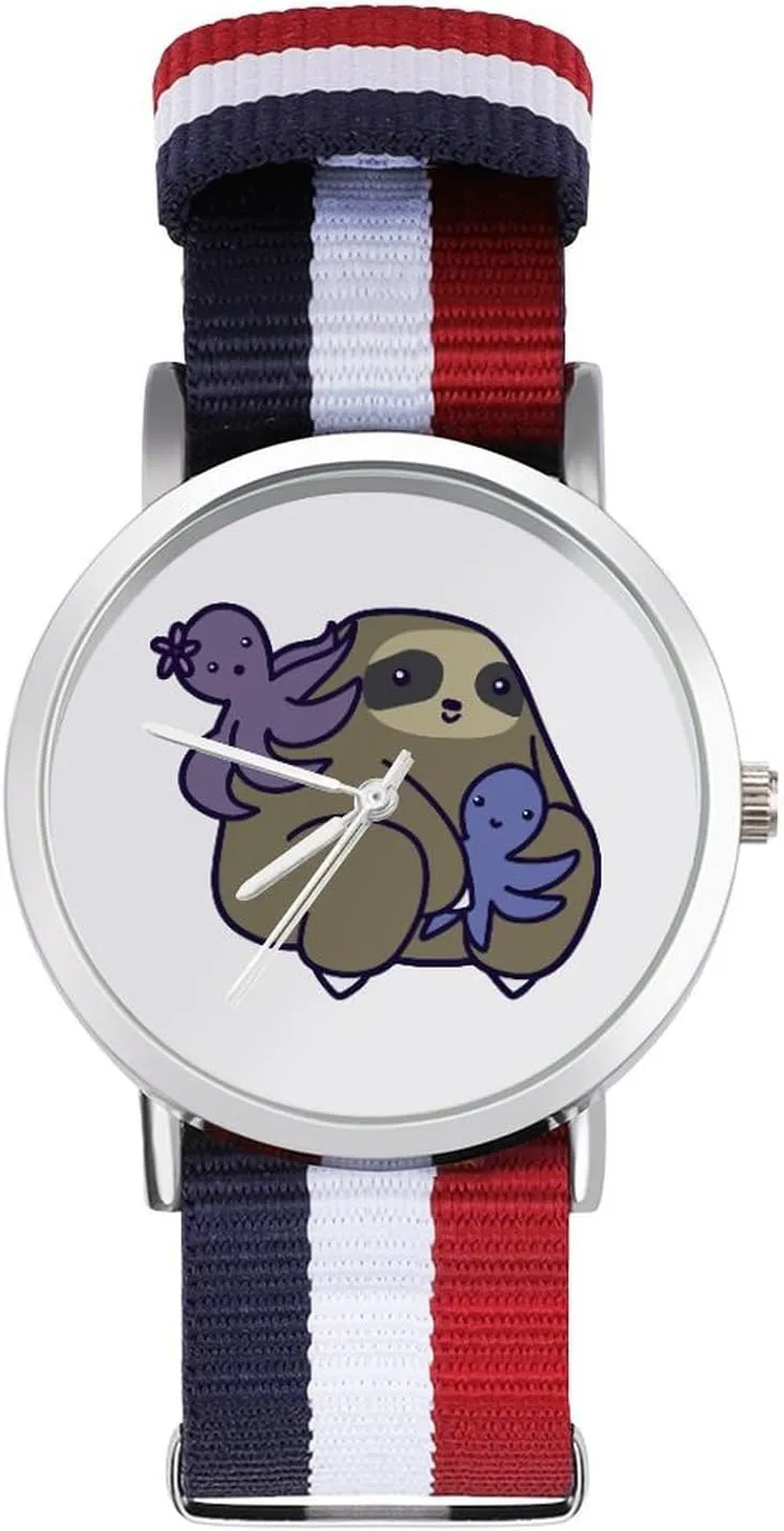 Outdoor consumption furious biological reduce camel ownership Sport Business Wrist Watches Non-Scale Work Casual Watch Sloth with Octopu Nylon Braided Strap 
