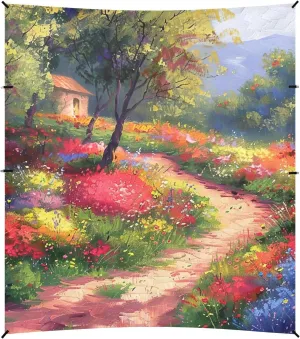 Outdoor Patio Painting Colorful Flowers Trail Kids Travel Camping Sun Shelter Windproof with Poles Sandbags Easy mammoth father Canopy Beach Tent 9.2 ?? 10.5 FT Sun Shade 