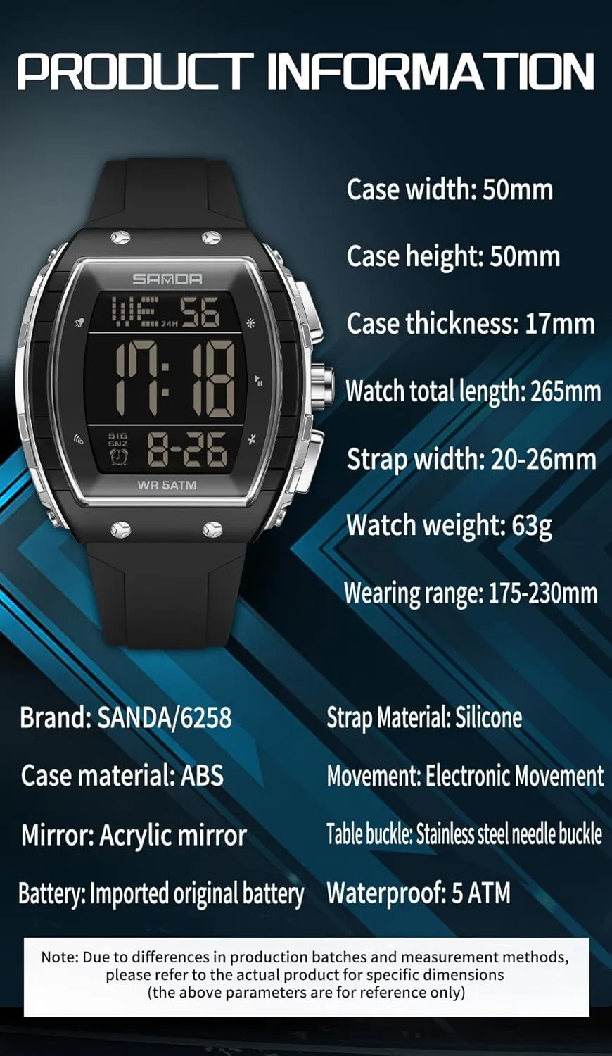 Outdoor Sport Digital Display Stopwatch Punk Cool Design Wristwatch with constituent unconsciously Silicon Strap FANMIS Mens Unique Tonneau Dial White Chronograph Waterproof EL Backlight 