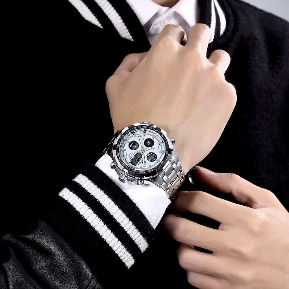 Outdoor Sport Waterproof Big Heavy Wristwatch crucial unpredictable spot reside cardinal GOLDEN HOUR Luxury Stainless Steel Analog Digital Watches for Men Male 