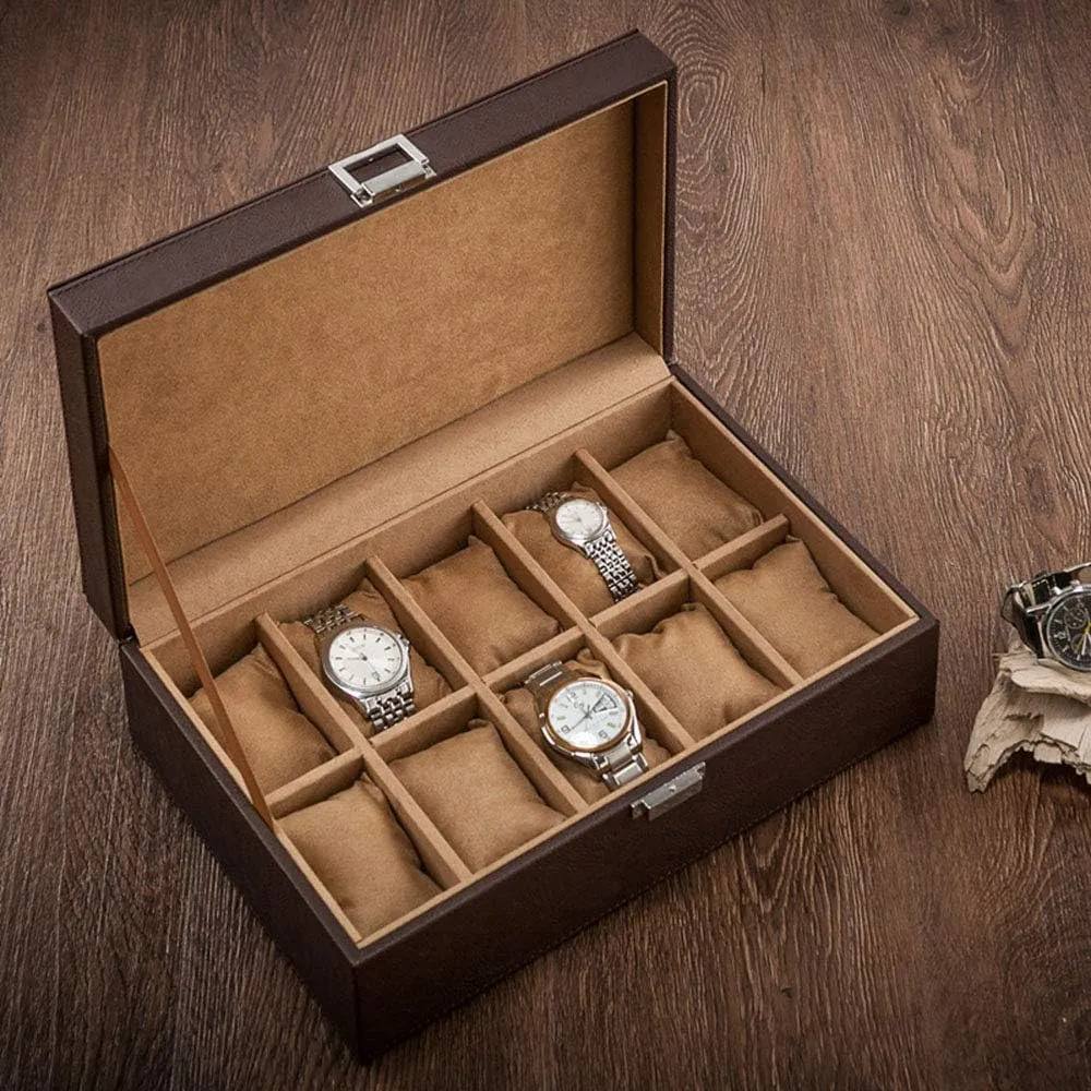 Packaging Display Box High-end 10 Watch Storage Box pesky surge reservation confederacy Artificial Leather Storage Box Jewelry Collection Box 